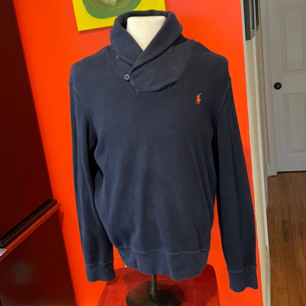 Polo by Ralph Lauren Navy Shawl Collar Sweatshirt Size L